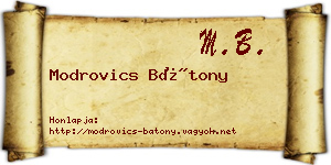 Modrovics Bátony névjegykártya